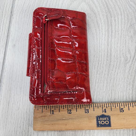 Liz Claiborne Red Trifold Wallet 6x3 Polyvinyl Clutch Billfold Read Flaws Vtg ? - Picture 11 of 12
